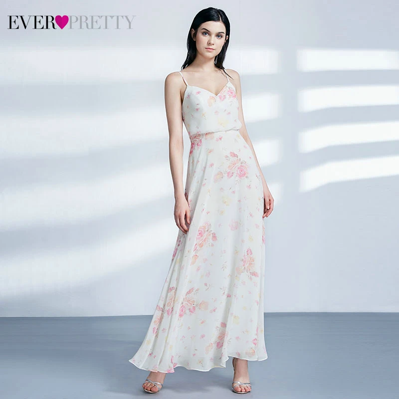 Элегантные шифоновые платья подружки невесты Ever Pretty ТРАПЕЦИЕВИДНОЕ ПЛАТЬЕ с открытыми плечами и оборками, с разрезом по бокам, с цветочным принтом, свадебные платья для гостей