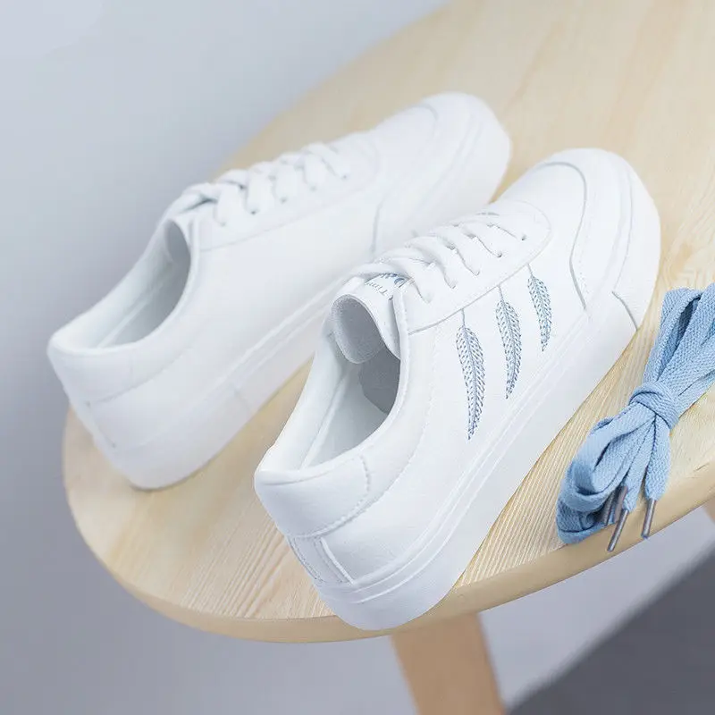

2019 Spring And Autumn New Style White Shoes Embroidered White Shoes Student Korean-style Versatile Flat Casual Sports Shoes