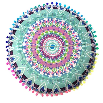 

43 * 43 CM Round Indian Mandala Floor Round Bohemian Pillows Case Color Pillow Cover Textile Pillow Slip