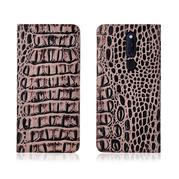 

Crocodile pattern genuine leather magnetic phone case card slot holder for OPPO F11 Pro/OPPO F7 flip case standing phone cover