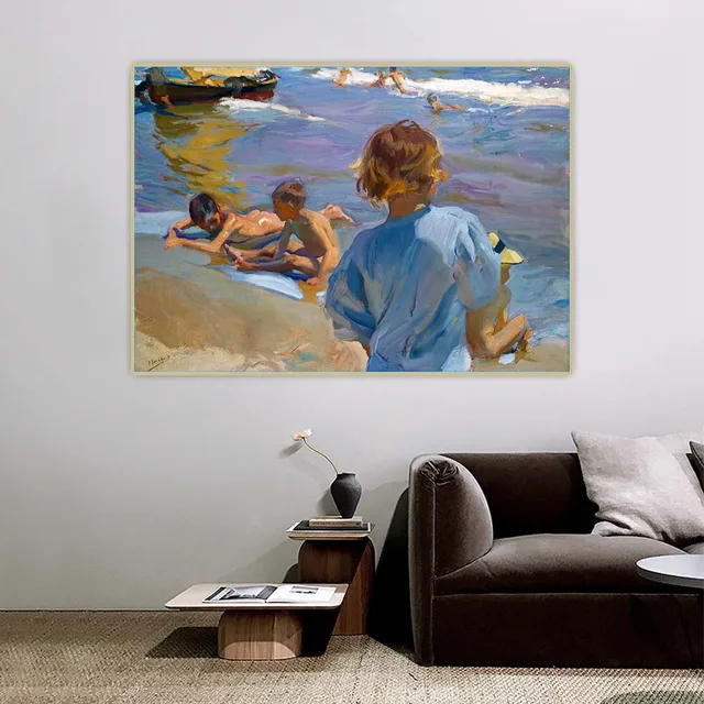 Joaquin Sorolla "Children on the beach painting" Canvas Oil Painting Picture Aesthetics Wall Decor Home Living Room Decoration