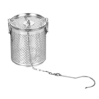 

304 Stainless Steel Seasoning Bag Gravy Soup Taste Spice Box Basket Brine Hot Pot Slag Separation Mesh Colander Strainers