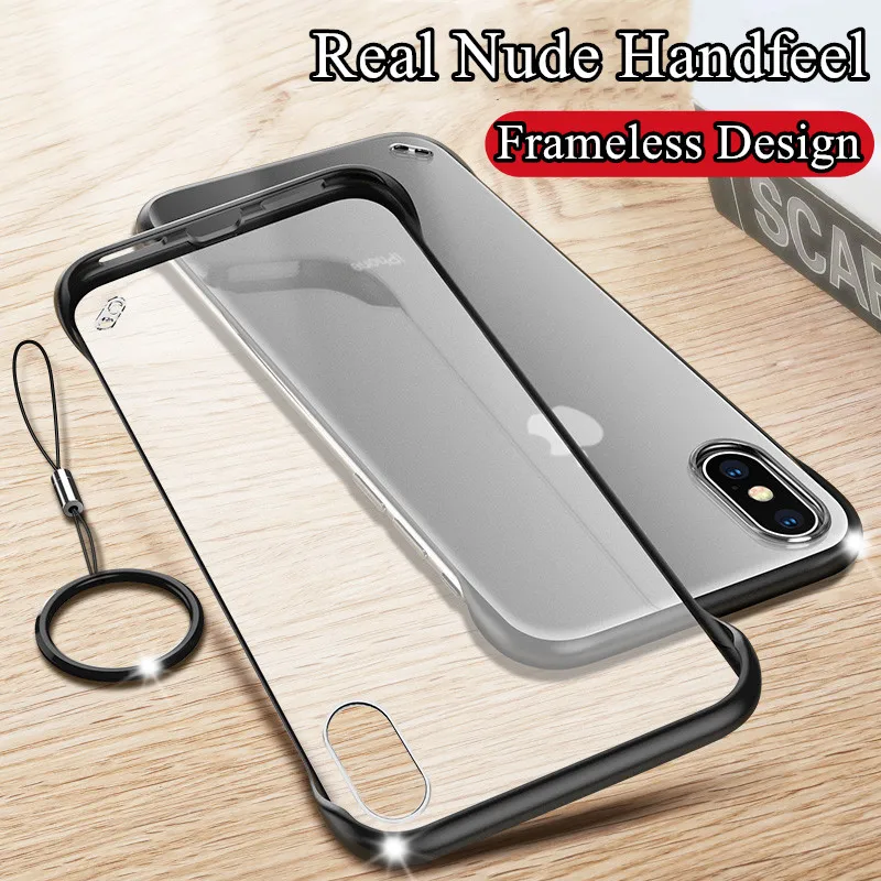 

YiKELO Phone Case For iPhone 6 6s 7 8 Plus X XR XS Max Luxury Frameless Ring Design Scrub Hard PC For iPhone X Coque Case Cover