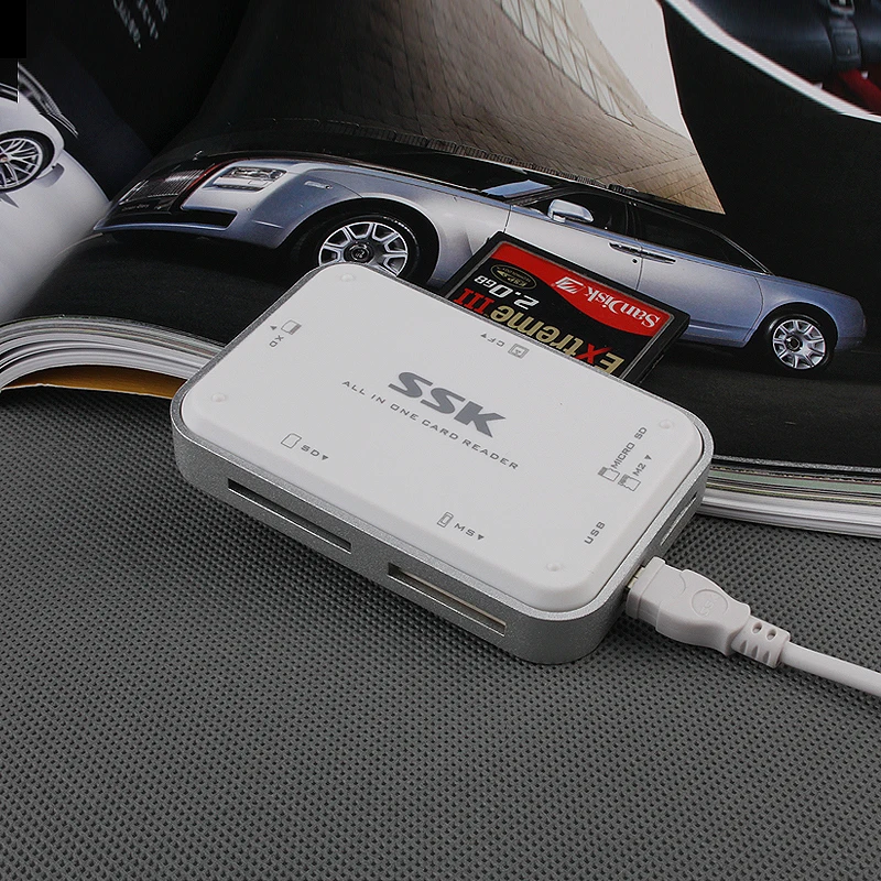 ssk card reader usb 2.0 cardreader pen drive sd card reader tf cf micro sd reader lector de tarjeta smart card reader 5.25 acces