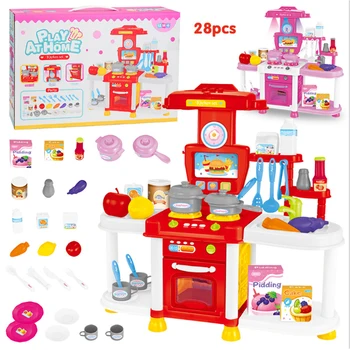

Big Size (L:40*W:15*H:40cm) Kitchen Set Plastic Pretend Play Toy Light Kids Kitchen Cooking Supermarket Play Food Cart Toy D224