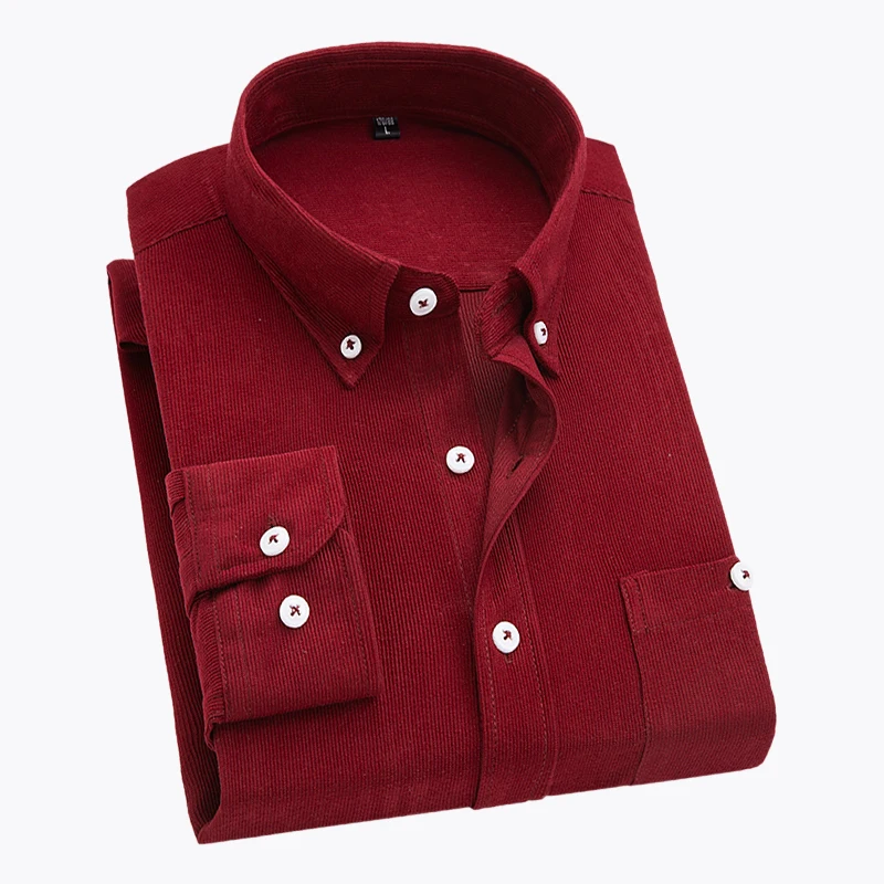 DAVYDAISY, Мужская Вельветовая рубашка с длинным рукавом, рубашки из полиэстера, осенняя приталенная повседневная мужская рубашка, брендовая одежда DS347