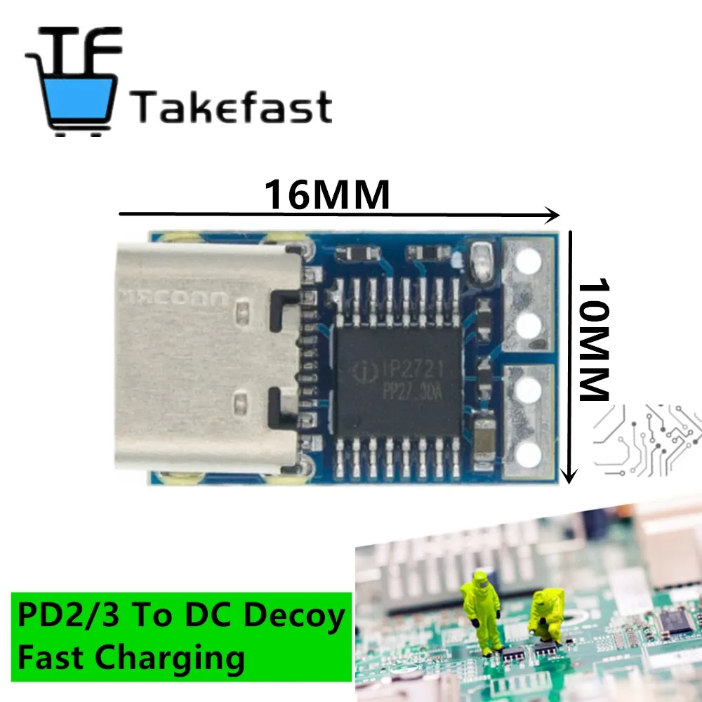 NEW Type-C PD decoy module PD23.0 to DC trigger extension cable QC4 charger 9V 12V 15V 20V PDC004-PD | Электронные компоненты и