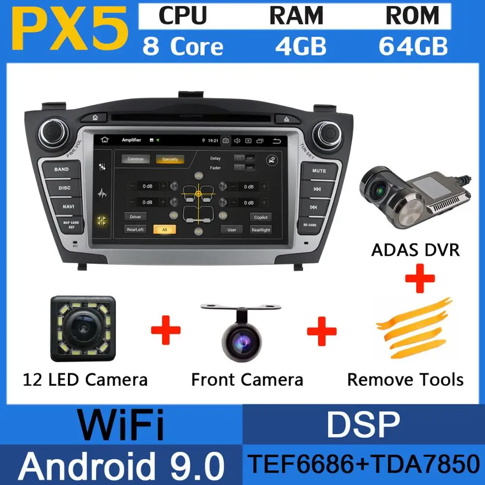 5 USB порт PX6/Восьмиядерный Android 9,0 автомобильный dvd-плеер для hyundai IX35 2010 2011 2012 2013 автомобильный Радио gps DSP Android авто - Цвет: PX5-Adas