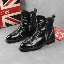 Дизайн; мужские роскошные модные ботинки «Челси»; черная обувь из натуральной кожи; обувь для вечеринок и ночных клубов; ботильоны на платформе; zapatos botas