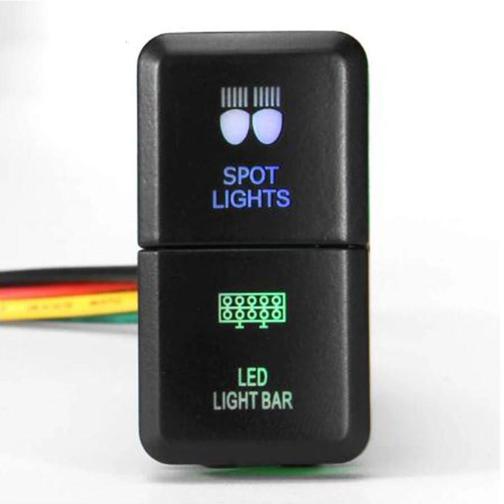 12 V-24 V противотуманная фара заднего хода головной светильник s Точечный светильник хвост светильник работы крыши полосы Точечный светильник светодиодный светильник бар кнопочный переключатель для Toyota автомобиля