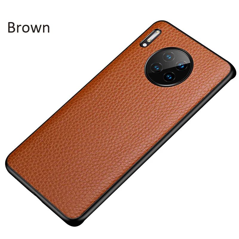 Личи кожаный чехол для huawei mate 30 Pro Бизнес защитный чехол - Цвет: Brown