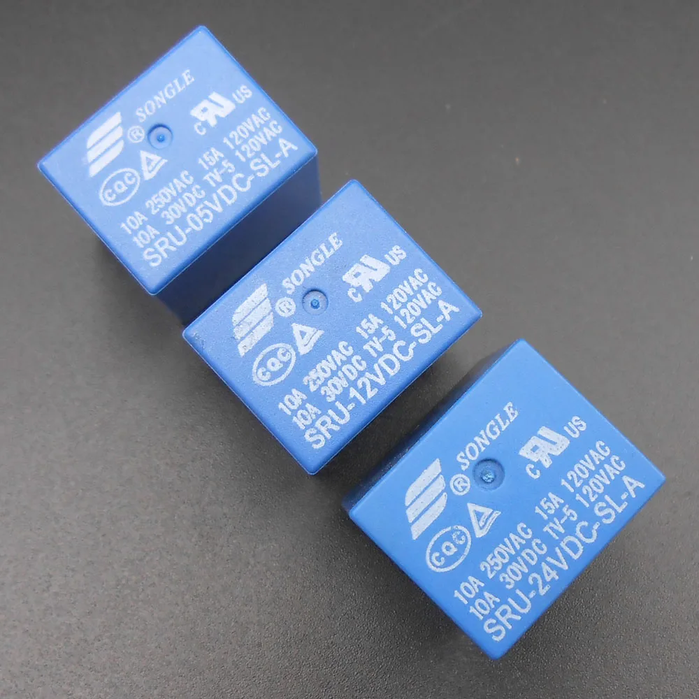 

20Pcs SONGLE SRU Power Relay SRU-05VDC-SL-A SRU-12VDC-SL-A SRU-24VDC-SL-A 4 Pins DC 5V 12V 24V Normally Open A Type 10A FD710-12