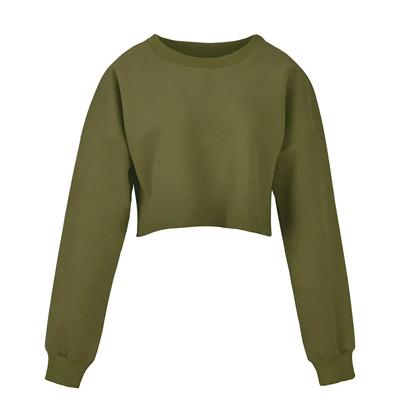 Womens Long Sleeve O Neck Solid Color Sweatshirt Pullover Tops Blouse Sweatshirt Fashion Sudadera Mujer  Short Shirts NEW