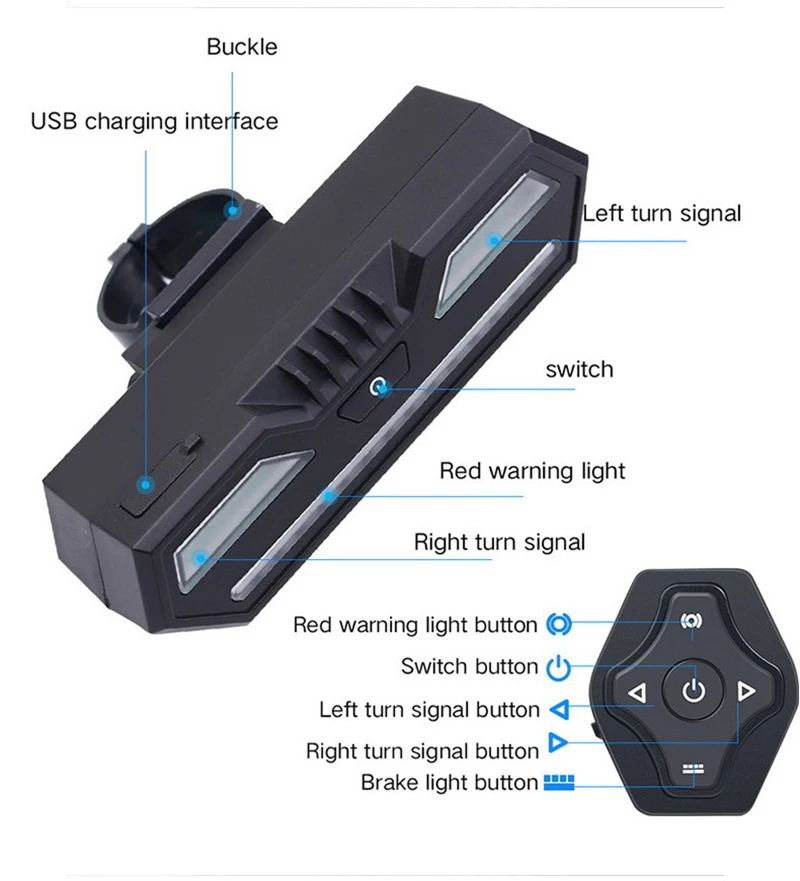 XANES STL14 Bike Bicycle Taillight Turn Signal Warning USB Waterproof Tail Light Cycling Lamp Cycling Lantern Torch Spotlights
