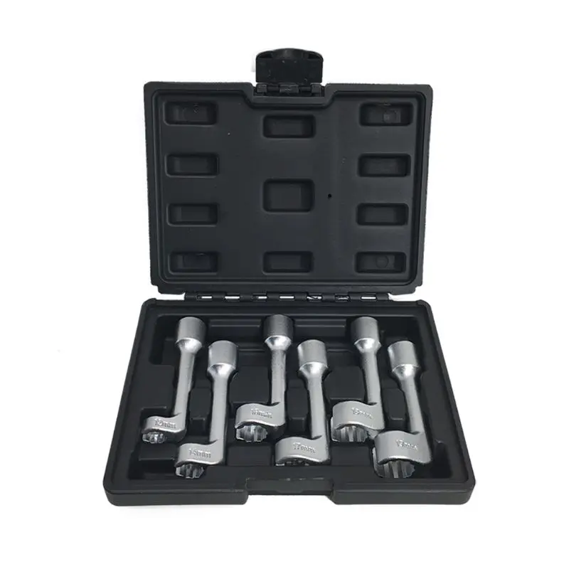 6 Pcs Fuel Injector Injection Sockets L-Type Wrench Open Ended Ring Wrench 1/2
