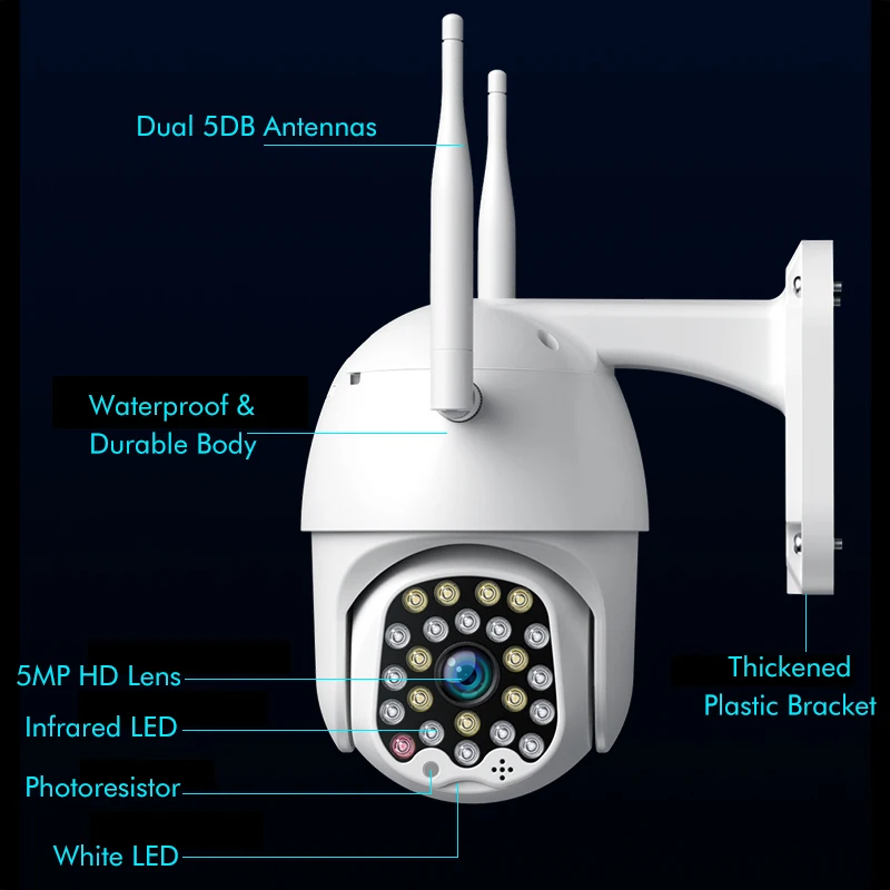 1080P PTZ IP камера Wifi наружная скоростная купольная беспроводная Wifi Камера Безопасности Автоматическое отслеживание цифровой зум 5MP CCTV наблюдения