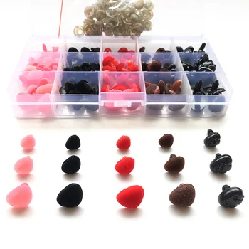 130pcs 11/14/15/16mm 4colors Plastic Flocking D-Type Animal Safety Nose for Bear, Doll, Dog, Puppet, Plush Animal Making and DIY 1