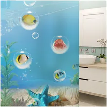 На заказ, без клея, статическая стеклянная пленка, матовая наклейка для ванной комнаты, балкон, магазин, оконная наклейка, морской мир, оконная бумага, оконная пленка