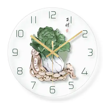 

Tempered Glass Wall Clock 30cm Modern Style Living Room Decoratio Chinese Art Painting Quartz Wall Clock Watch Personality G052