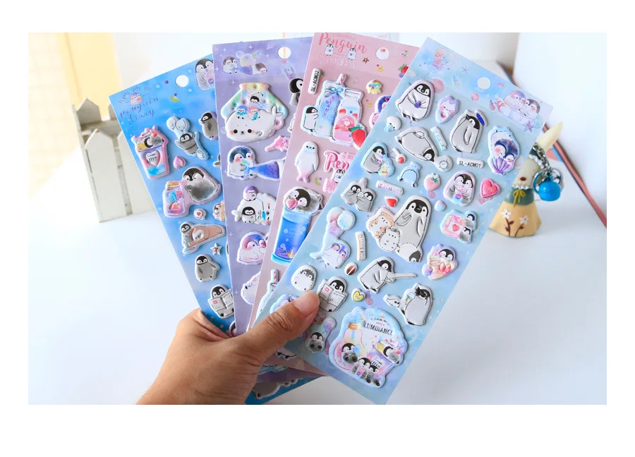 24 шт./упак. Kawaii Пингвин 3D Губка дневник наклейка украшение для альбома наклейка s Канцтовары DIY Наклейка s Школа Офис поставка