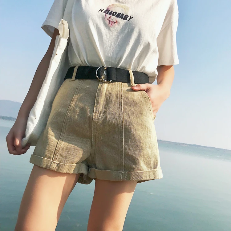 S-XL, 2XL размера плюс летние шорты с высокой талией, женские джинсовые шорты, женские повседневные шорты(0920