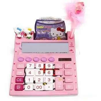 

KT-2028 Large Arithmetic Calculator Solar Flexible Touch Sensitive Calculator Cartoon Calculator with Pen and Notepad Computer