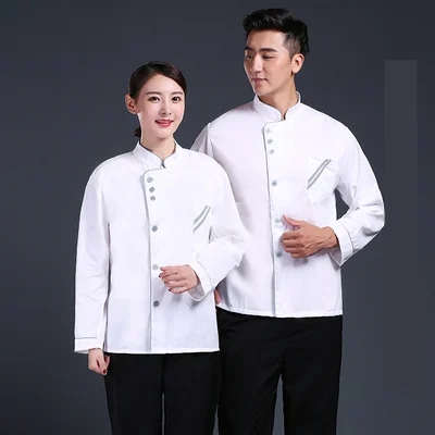 long sleeve 08 Новая форма шеф-повара для женщин и мужчин, куртка шеф-повара для кухни, ресторана, гостиницы, рабочая одежда, Куртка поварская с коротким рукавом, летняя одежда для приготовления пищи - Цвет: long sleeve 08