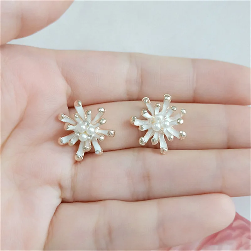 

Wholesale 20pcs 1.7*1.9cm Pearl flower Drip oil Diy Children's Hair Metal Antler Alloy Barrettes Headwear Clothes accessories