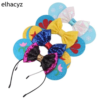 

12pcs/lot Glitter Star Felt Minnie Mouse Ears Hairband For Girls 2019 Christmas Headband for Kids Women DIY Hair Accessories