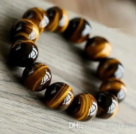 

Natural Yellow tiger eye stone bracelet 16mm free shipping