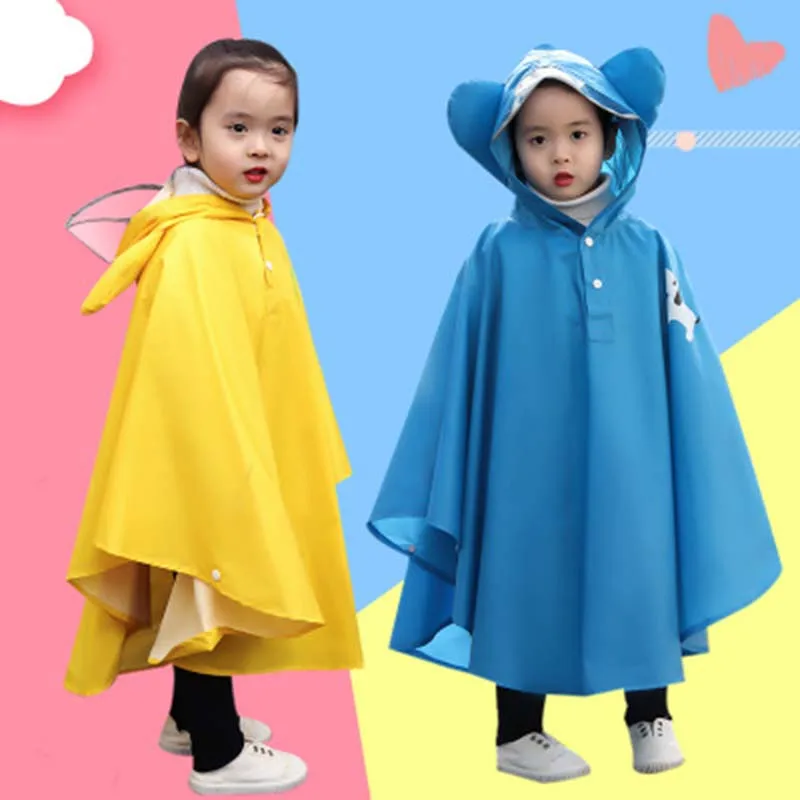 

Children's raincoats for boys and girls cartoon poncho single raincoat for older kids with schoolbags, long style children's fas