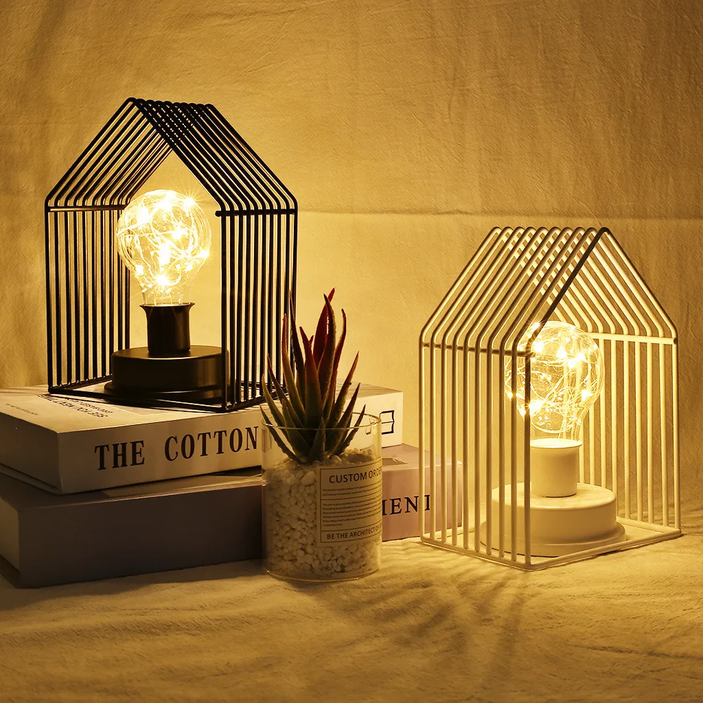 Ночной светильник s Декоративные вечерние светодиодный из кованого железа в форме дома лампа Ночной светильник для рождественской
