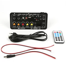 Amplificateur stéréo numérique AC 220V 12v 24v, Bluetooth, panneau d'amplification stéréo, caisson de basses, double Microphone, amplificateurs karaoké EU/US