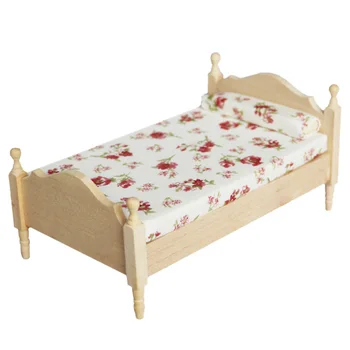 

1pc Fashion Creative Adorable Furniture Model Mini House Accessories Mini House Bed Single Bed Model Mini Furniture