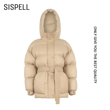 

SISPELL Lingge With Hat Women's Cotton Clothing High Waist Slimming Belt Warm For Feamle Casual Cotton Clothing Fashion Winter