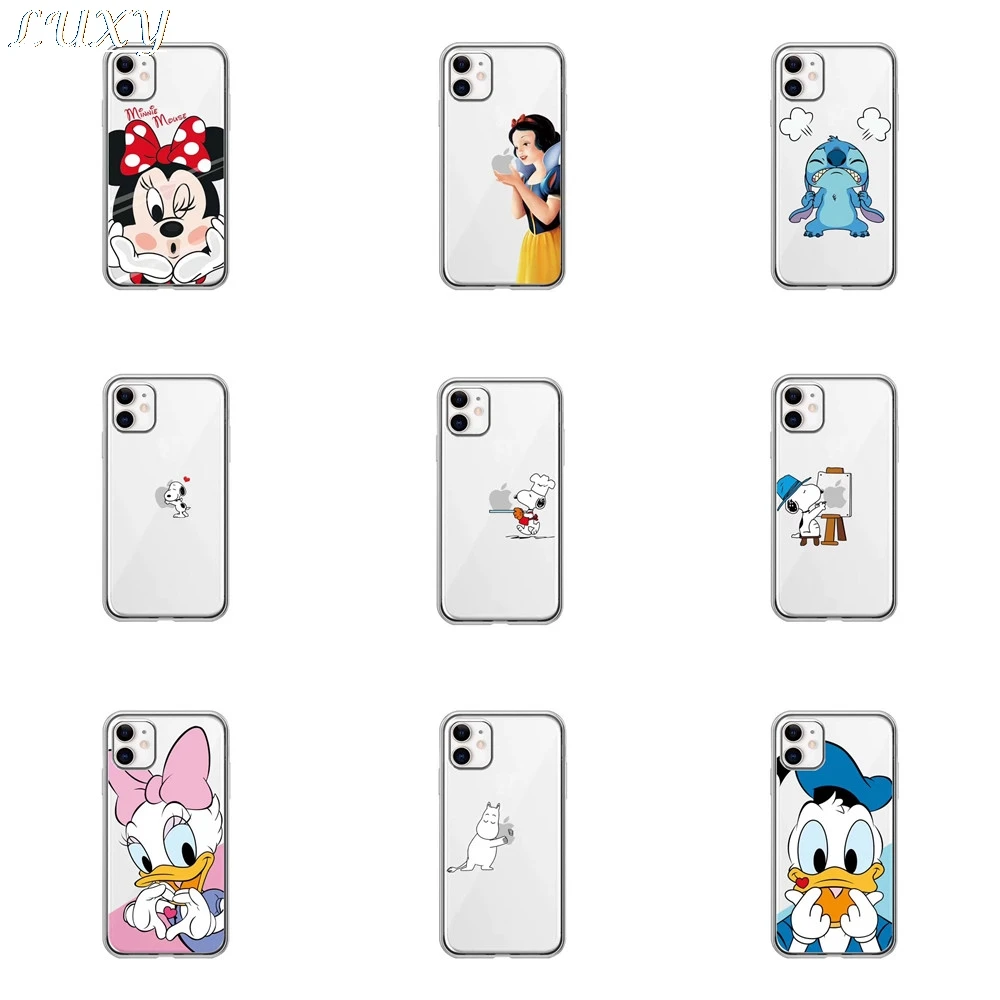 

Cute Cartoon Minnie Stitch Beagles case for iPhone 11 Pro Max Xr X Xs 7 8 6 s Plus Donald Duck Daisy Princess soft cover