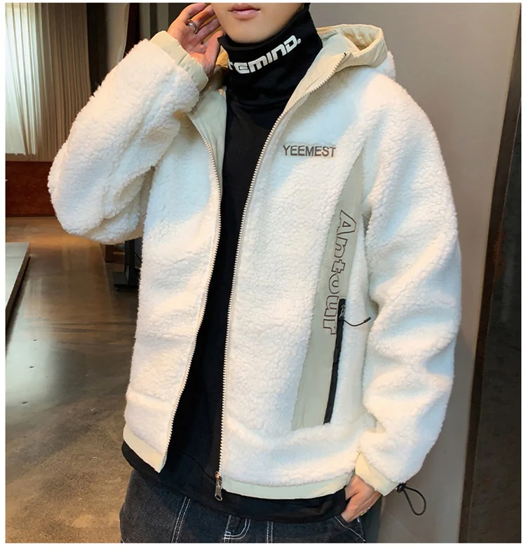 Зимняя куртка мужская новая Корейская Студенческая хлопковая стеганая одежда теплые мужские куртки хаки серый белый уличный стиль мужская повседневная куртка - Цвет: Белый