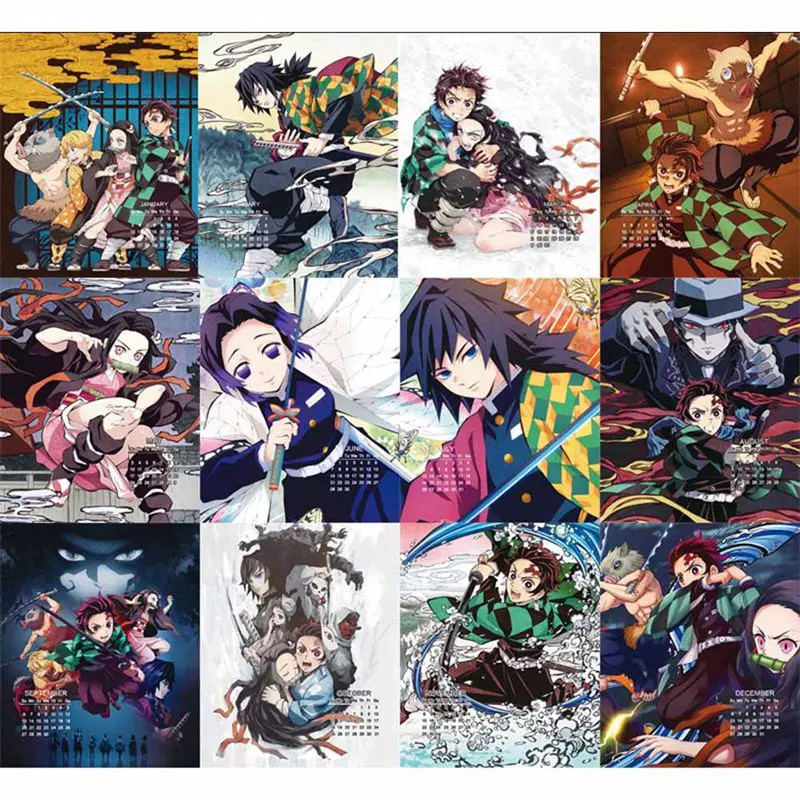 Аниме календарь Kimetsu No Yaiba клинок демона, истребитель, сделай сам, Мультяшные персонажи, календари, подарок