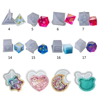 

DIY Crystal Epoxy Mold Dice Fillet Shape Multi-spec Digital Game Quicksand Dessert High Mirror dice mold silicone Mould Making