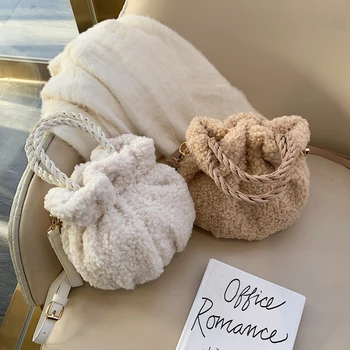 

Fashion Ladies Purses and Handbags Designer Female Messenger Bag Casual Bucket Bag Luxury Plush Shoulder Crossbody Bags Women