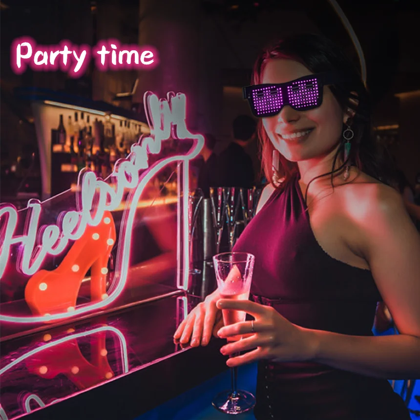 Leadleds LED Light Up Glasses Bluetooth Control App Programmable Animation  Text Rechargeable Battery for Party Club DJ Halloween Christmas Gifts