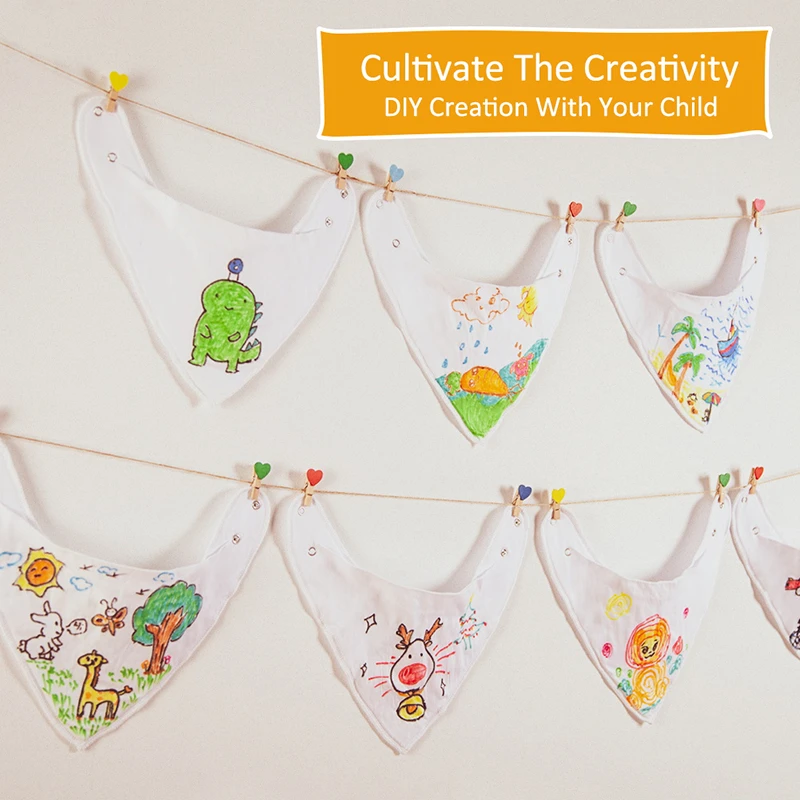 

8/5 Pcs Bibs Use Your Baby's Imagination Solid A Set Bibs Paintable And Washable