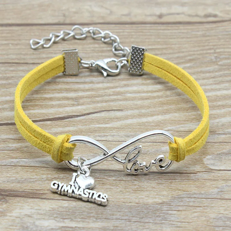 Minimalist Best Friends Friendship Gift Infinity Love I Love Gymnastics Charm Suede Leather Adjustable Bracelets Women Jewelry