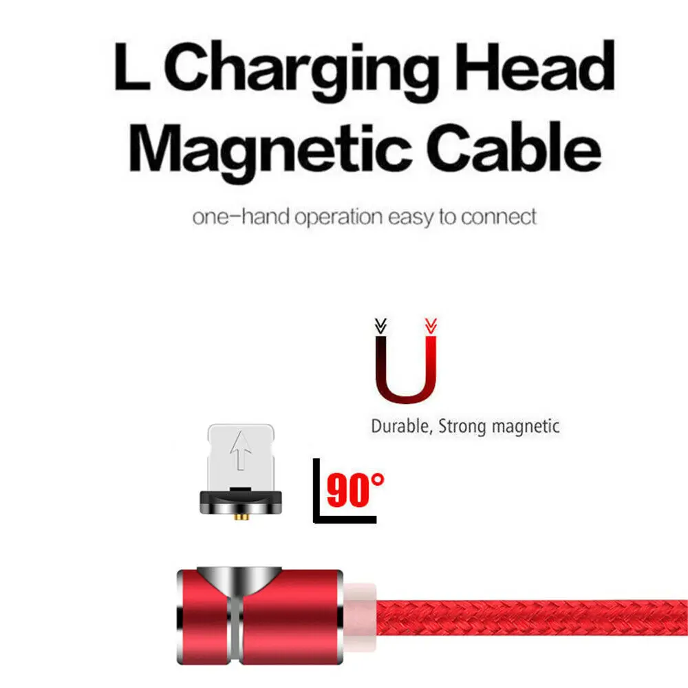 UGI 2.4A 1 м 2 м 90 градусов Магнитный USB кабель для зарядного устройства usb type-C iOS Micro USB для LG для iP X 8 7 6s