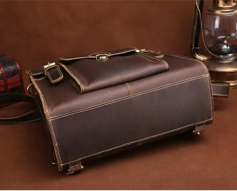 CHSANATO NEW 3 in 1 Business Backpacks Crazy Horse Leather Backpack For Vintage Men Travel Shoulder Bags Quality Male Mochilas