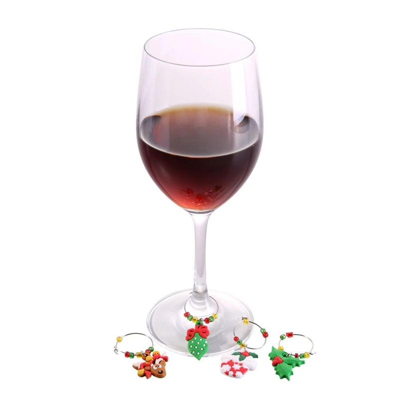 6 шт./компл. Рождественская тема изящный винный бокал напиток маркеры для шампанское вино пивной, коктейльный стакан es