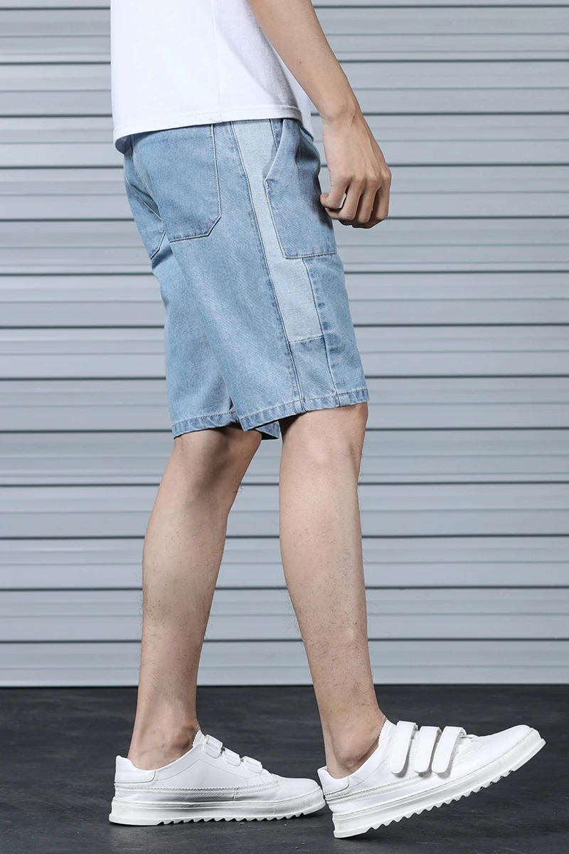 Summer Pop Denim Shorts Men Straight Slim Fashion Casual Shorts Men Cotton Tooling Style Loose Denim Shorts Size 28-36