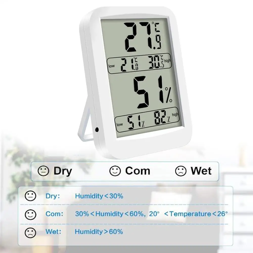 

Indoor Large Screen with Display High Low Temperature Humidity Memory High Precision Digital Electronic Thermometer Hygrometer