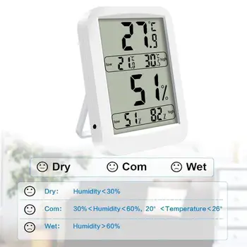 

Indoor Large Screen with Display High Low Temperature Humidity Memory High Precision Digital Electronic Thermometer Hygrometer