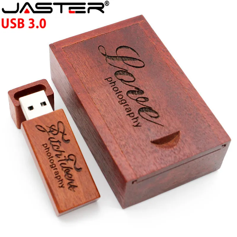 JASTER USB 3 0 логотип на заказ Деревянный usb + коробка флеш накопитель карта памяти